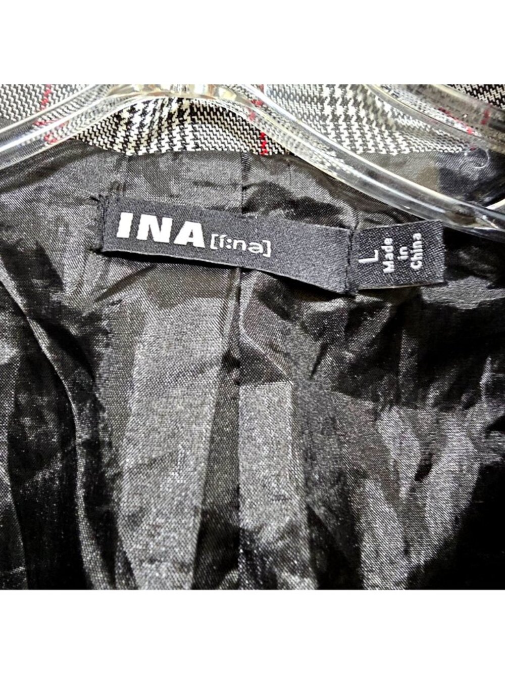 INA [i:na] Women's Plaid Sleeveless Blazer Vest With Zipper Accent Size L - Picture 4 of 13